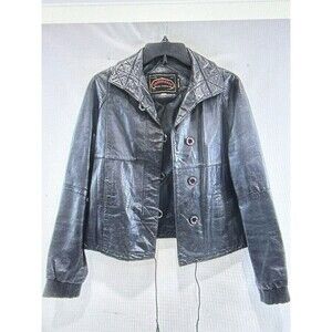 RARE Women’s Casablanca Leather Jacket Size 13/14 Black Toggle Button Closure